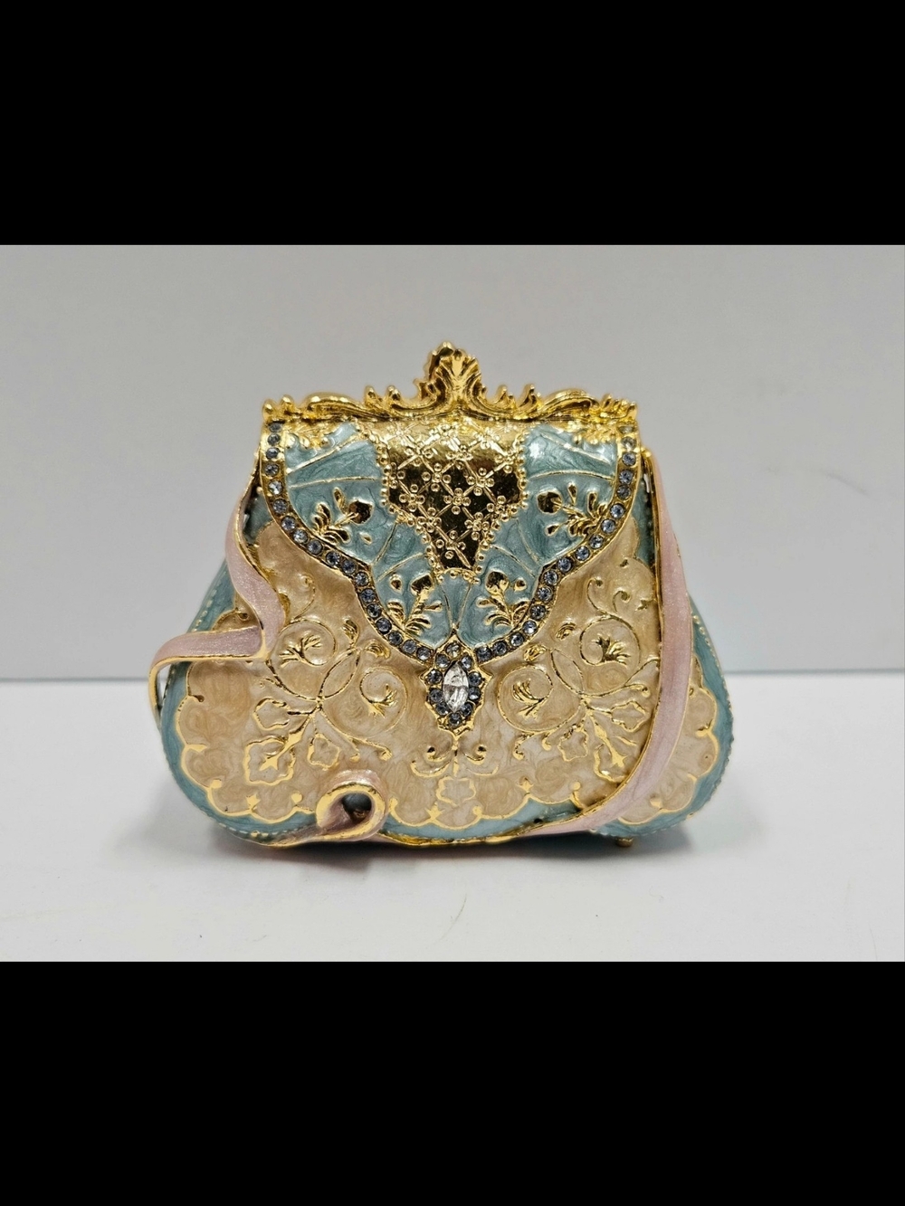 Ornate Blue and Pink Decorative Crossbody Trinket